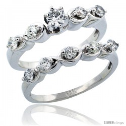 10k White Gold 2-Piece Diamond Engagement Ring Band Set w/ 0.73 Carat Brilliant Cut Diamonds, 1/8 in. (3mm) wide