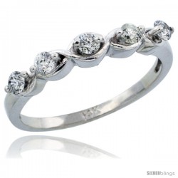 10k White Gold Ladies' Diamond Ring Band w/ 0.30 Carat Brilliant Cut Diamonds, 1/8 in. (3mm) wide