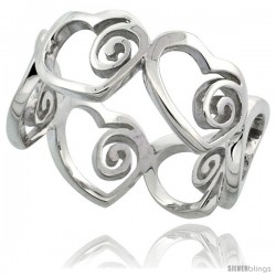 Sterling Silver Heart Cut Out Ring Flawless finish w/ Swirls, 3/8 in wide