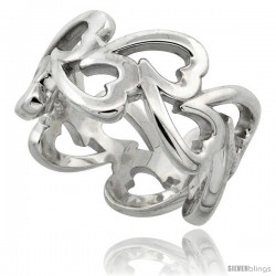 Sterling Silver Fancy Heart Cut Out Ring Flawless finish, 1/2 in wide