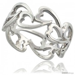 Sterling Silver Fancy Heart Cut Out Ring Flawless finish, 5/16 in wide