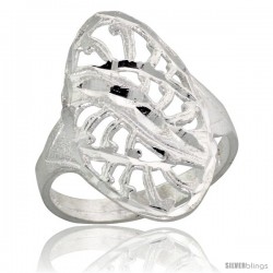 Sterling Silver Filigree Oval-shaped Swirl Ring, 7/8 in