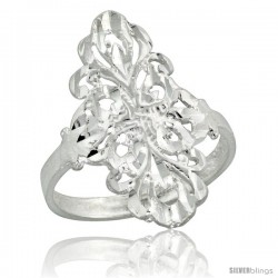 Sterling Silver Filigree Floral Ring, 7/8 in