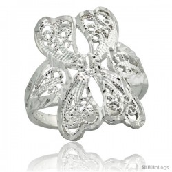 Sterling Silver Filigree Butterfly Ring, 1 in