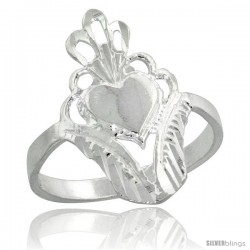 Sterling Silver Filigree Heart Ring, 3/4 in