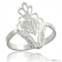 Sterling Silver Filigree Heart Ring, 3/4 in -Style Fr525