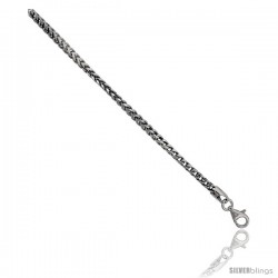 Sterling Silver Italian Franco Chain Necklace 2.4mm Rhodium Finish Nickel Free