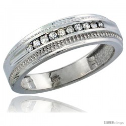 10k White Gold 10-Stone Milgrain Design Ladies' Diamond Ring Band w/ 0.30 Carat Brilliant Cut Diamonds, 1/4 in. (6mm) wide