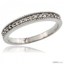 10k White Gold Ladies' 3mm Diamond Wedding Ring Band w/ 0.168 Carat Brilliant Cut Diamonds