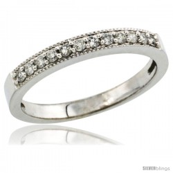 10k White Gold 2.5mm Diamond Wedding Ring Band w/ 0.176 Carat Brilliant Cut Diamonds