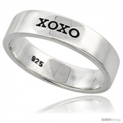 Sterling Silver XOXO Ring Flawless finish Band, 3/16 in wide