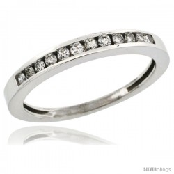 10k White Gold 3mm Classic Channel Set Diamond Ring Band w/ 0.18 Carat Brilliant Cut Diamonds