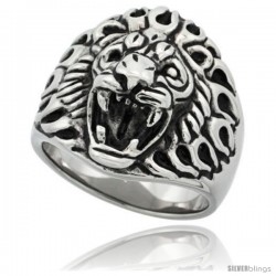 Surgical Steel Biker Ring Lion Head 11/16 in long