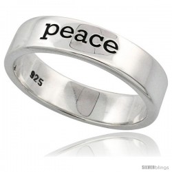 Sterling Silver PEACE Ring Flawless finish Band, 3/16 in wide