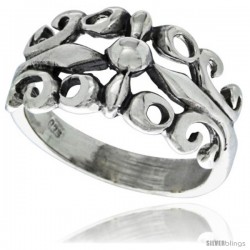 Sterling Silver Floral Vine Ring 7/16 in wide