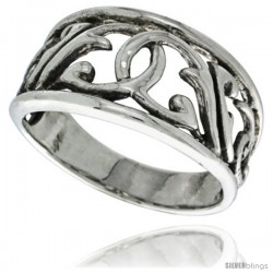 Sterling Silver Floral Cut-outs Ring 1/2 in wide