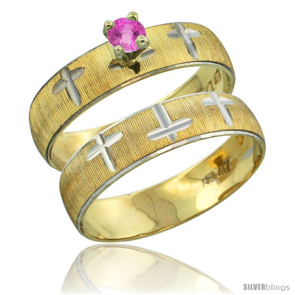 https://www.silverblings.com/32577-thickbox_default/10k-gold-ladies-2-piece-0-25-carat-pink-sapphire-engagement-ring-set-diamond-cut-pattern-rhodium-accent-3-16-style-10y508e2.jpg