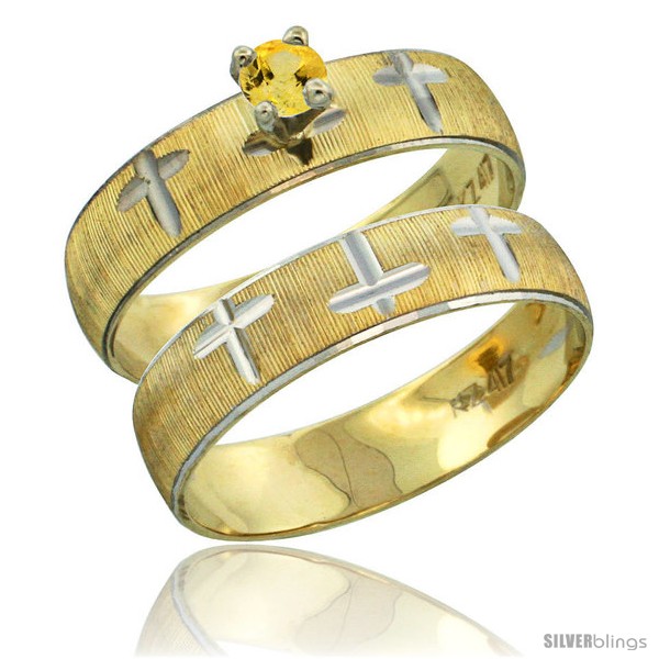 https://www.silverblings.com/32585-thickbox_default/10k-gold-ladies-2-piece-0-25-carat-yellow-sapphire-engagement-ring-set-diamond-cut-pattern-rhodium-accent-style-10y508e2.jpg