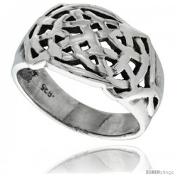 Sterling Silver Celtic Knot Pattern Ring 1/2 in wide