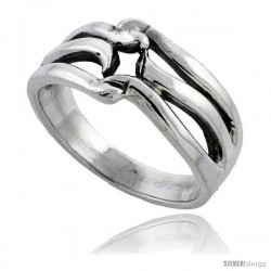 Sterling Silver Wave Wedding Band Ring 1/2 in wide