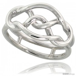 Sterling Silver Wire Knot Ring Flawless finish Band, 7/16 in wide