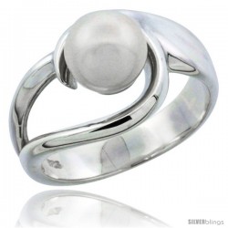 Sterling Silver Loop Pearl Ring 1/2 in. (12 mm) wide