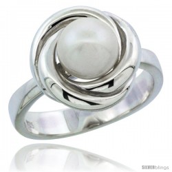 Sterling Silver Whirl Pearl Ring 17/32 in. (14 mm) wide