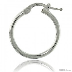 Sterling Silver Italian 2mm Tube Hoop Earrings, 3/4 in (20 mm)