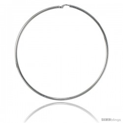 Sterling Silver Italian 2mm Tube Hoop Earrings, 3 in (75 mm)