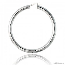 Sterling Silver Italian 5mm Tube Hoop Earrings, 2 3/8 in (60 mm)