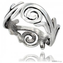 Sterling Silver Swirl Wedding Band Ring 3/8 wide