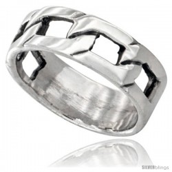 Sterling Silver Chain Link Wedding Band Ring 1/2 in wide