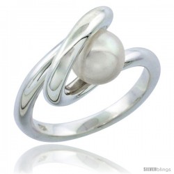 Sterling Silver Fancy Spiral Pearl Ring 3/8 in. (10 mm) wide