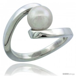 Sterling Silver Fancy Swirl Pearl Ring 7/16 in. (11.5 mm) wide