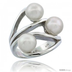 Sterling Silver Triple Pearl Loop Ring 7/8 in. (22 mm) wide