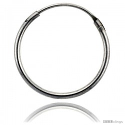 Sterling Silver Endless Hoop Earrings, thin 1 mm tube 5/8 in round