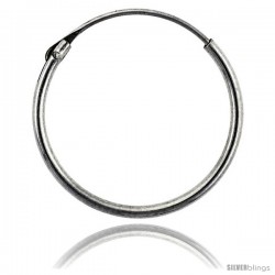 Sterling Silver Endless Hoop Earrings, thin 1 mm tube 3/4 in round
