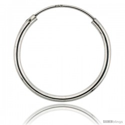 Sterling Silver Endless Hoop Earrings, thin 1 mm tube 3/4 in round -Style He120