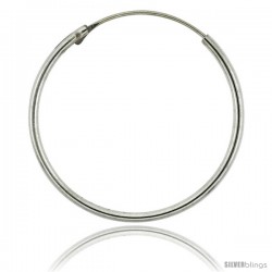 Sterling Silver Endless Hoop Earrings, thin 1 mm tube 1 in round