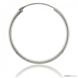 Sterling Silver Endless Hoop Earrings, thin 1 mm tube 1 1/4 in round