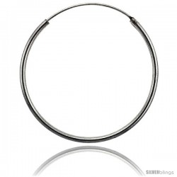 Sterling Silver Endless Hoop Earrings, thin 1 mm tube 1 3/8 in round