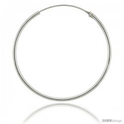 Sterling Silver Endless Hoop Earrings, thin 1 mm tube 1 1/2 in round