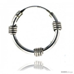 Sterling Silver Bali Style Endless Hoop Earrings, 2 mm tube 1/2 in round -Style He214b