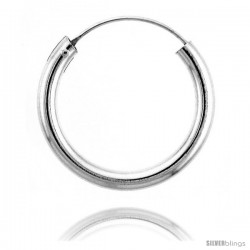 Sterling Silver Thick Endless Hoop Earrings, thick 3 mm tube 1 in round