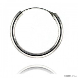 Sterling Silver Thick Endless Hoop Earrings, thick 3 mm tube 1 1/4 in round