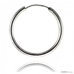 Sterling Silver Endless Hoop Earrings, thick 3 mm tube 1 3/8 in round