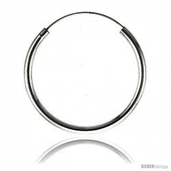 Sterling Silver Endless Hoop Earrings, thick 3 mm tube 1 1/2 in round