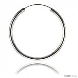 Sterling Silver Endless Hoop Earrings, thick 3 mm tube 1 3/4 in round