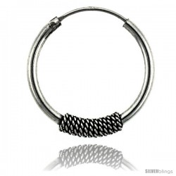 Sterling Silver Medium Bali Hoop Earrings, 1" diameter -Style Heb12