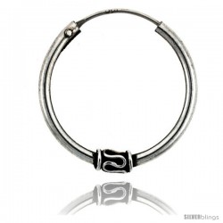 Sterling Silver Medium Bali Hoop Earrings, 15/16" diameter